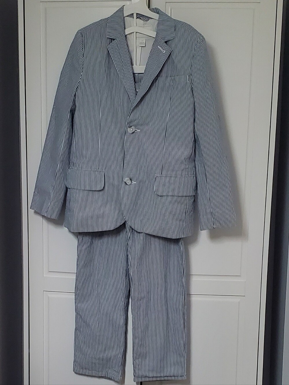 GYMBOREE Special Occasion Boys Seersucker 2-Piece Suit Set Blue/White